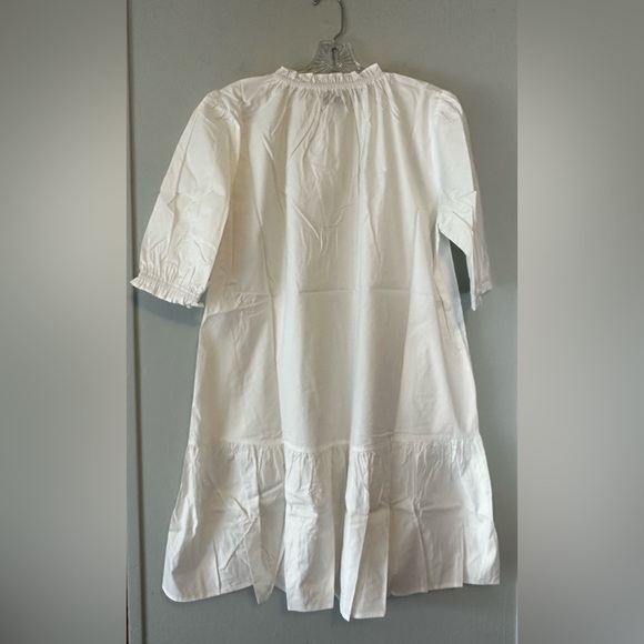 Caryn Lawn Clare White Puff Sleeve Mini Dress One Size OS Ruffle Hem - Picture 4 of 4